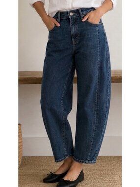 OLD NAVY Medium Wash Blue High-Rise Waist Women's Barrel Jeans Size 12